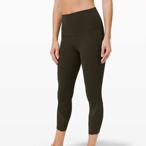 Lululemon Wunder Under Legging High-Rise Crop 23" Scallop 4 Dark Olive Luxtreme